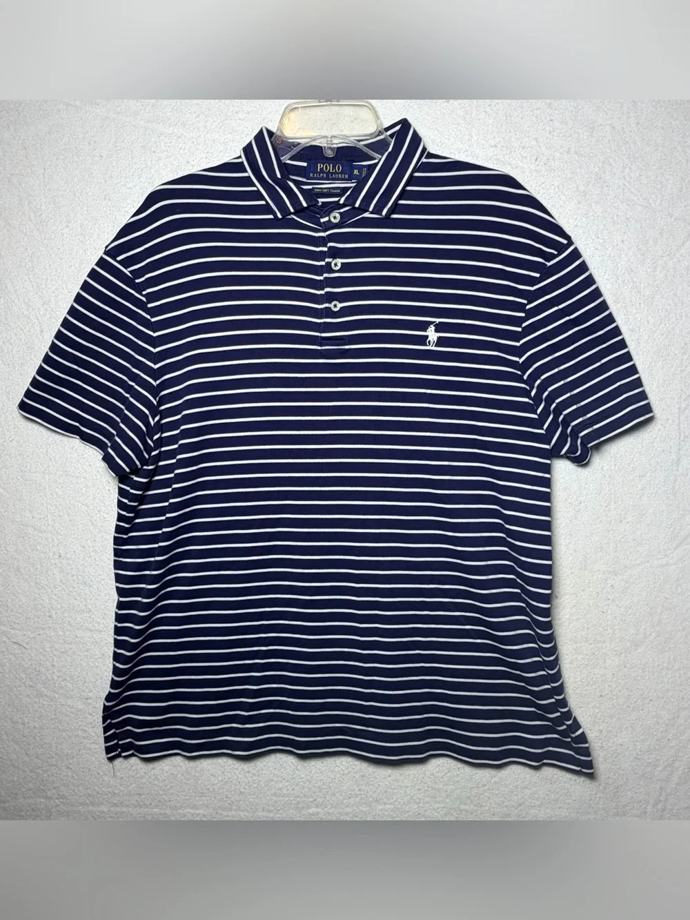 Polo Ralph Lauren Men's XL Pima Soft Touch Polo Shirt Navy White Striped